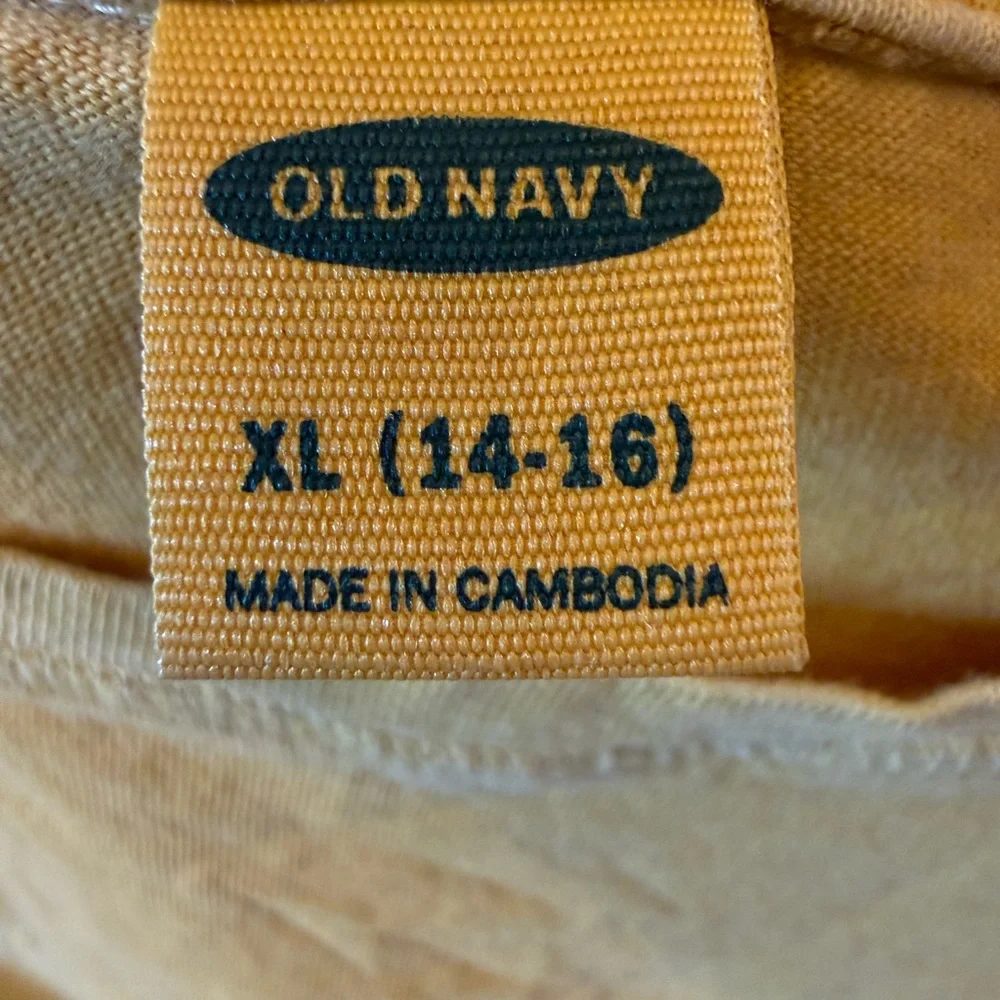 Old Navy Mustard Yellow Kids Short Sleeve Cropped Tee Size XL